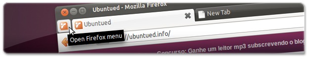 Firefox4 com o ícone do Ubuntued como botão dos menus