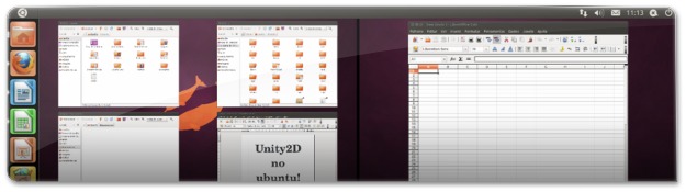 Unity2D a mostrar as várias aplicações das áreas de trabalho