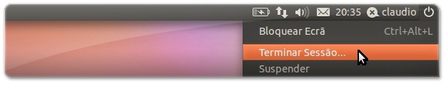 A terminar a sessão no Ubuntu Natty Narwhal