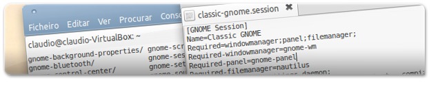 Modo Clássico do Ubuntu a abrir a barra do Gnome