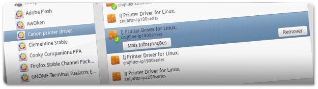 Instalação de drivers adicionais para impressoras Canon