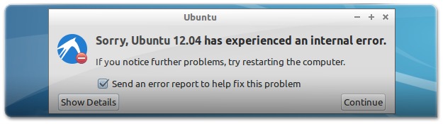 Sorry, Ubuntu 12.04 has experienced an internal error.