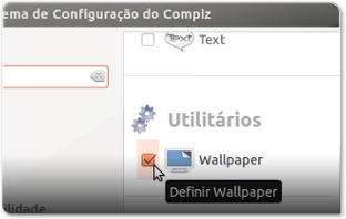 2 - A ativar o plugin Wallpaper no Sistema de Configuração do Compiz