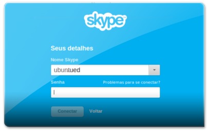 A fazer login no Skype