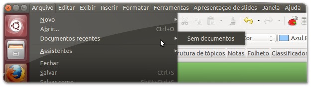 Problema do LibreOffice 4.0.2 nas seleções dos menus