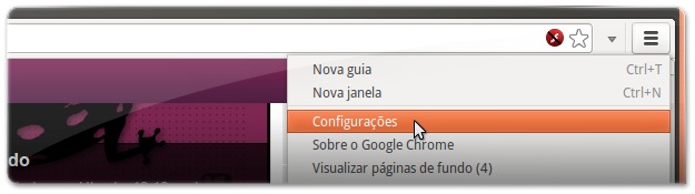 A abrir as configurações do Google Chrome