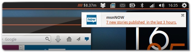 Notificações do msnNOW no Firefox