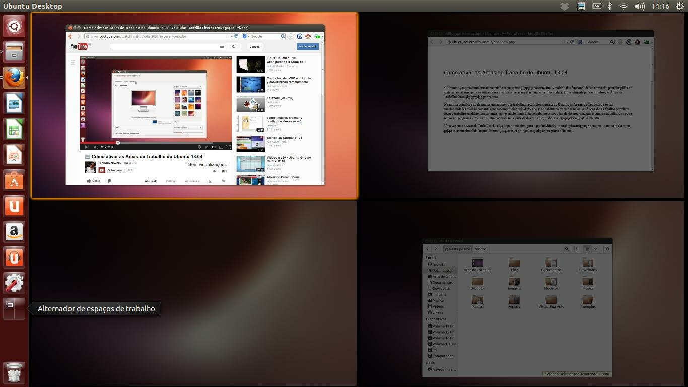 Como ativar as Áreas de Trabalho no Ubuntu 13.04