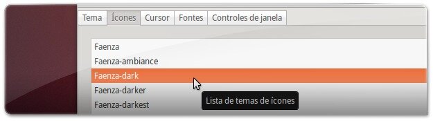 A escolher os ícones no Ubuntu 13.04