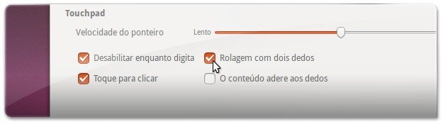 A ativar o scroll com dois dedos no touchpad